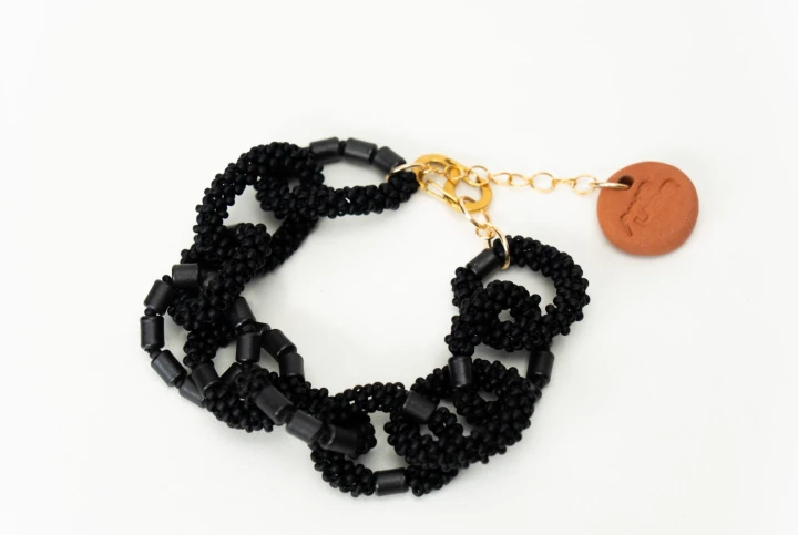 Black Beaded Bracelet
